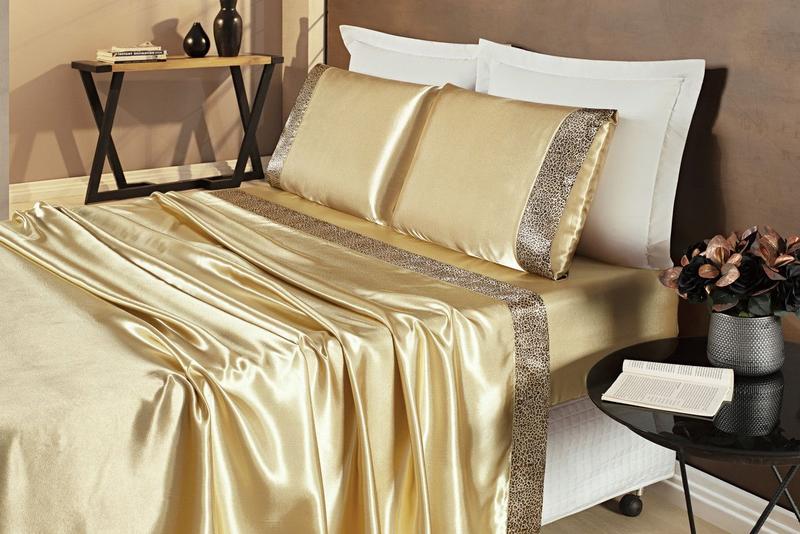 Imagem de Jogo de cama safári queen  4 peças cetim charmousse elegante