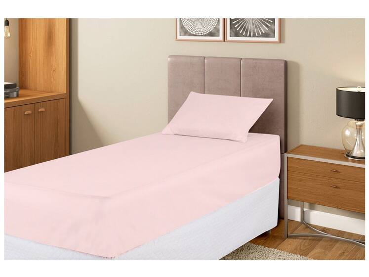 Jogo de Cama Solteiro 100% Poliéster Marcelino Têxtil Hypercal Rosé 2 Peças