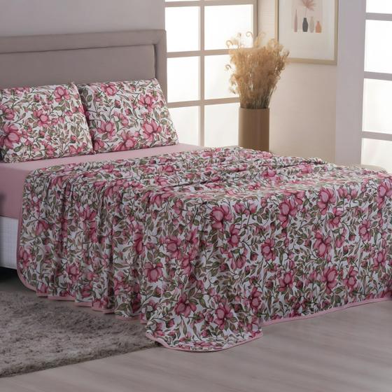 Imagem de Jogo de Cama Solteiro Algodão Malha Macia e Resistente Estampado 03 Peças