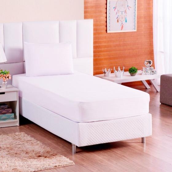 Imagem de Jogo de cama solteiro com elástico 2 peças lençol 0,88x1,88x0,18 casa quarto colonia de férias pensão-branco