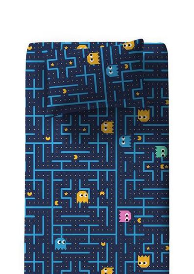 Imagem de Jogo De Cama Solteiro Infantil Pac Man Azul 2 Peças