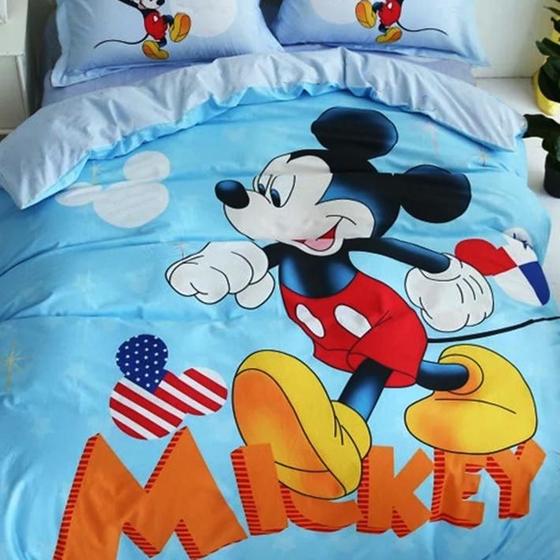 Imagem de Jogo De Cama Solteiro King Infantil Mickey ul 4 Peças