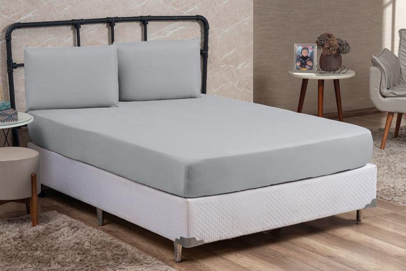 Imagem de Jogo de Cama Solteiro Linha GOLD Percal 200 Fios 02 Peças Lençol Cama Box 100% Algodão Antialérgico