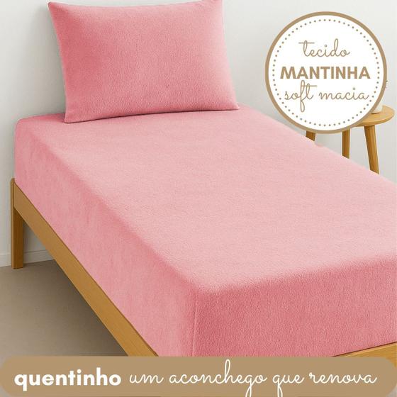 Imagem de Jogo de Cama Solteiro Soft 2 Peças Aveludado Ideal para Inverno Cores Clean