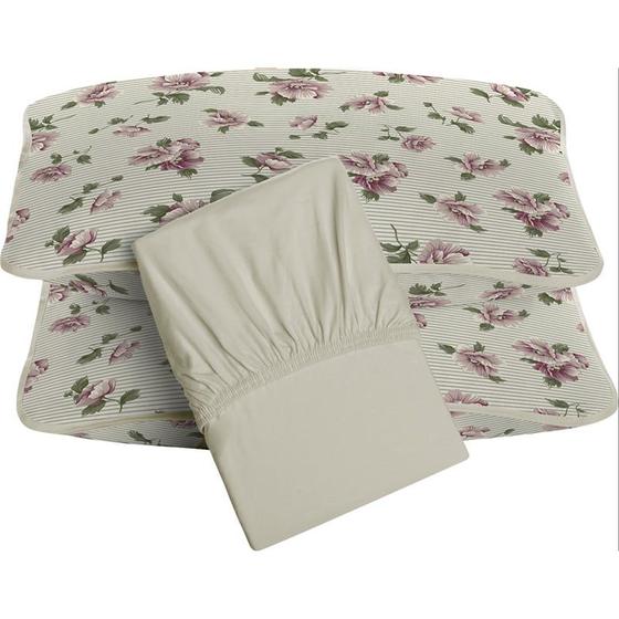 Imagem de Jogo de Cama Tecebem Casal Malha 3 peças Celine Premium Baunilha