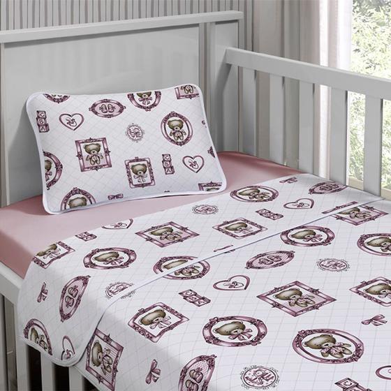 Imagem de Jogo de Cama Tecebem Malha Mini Cama(Montessoriana)Cristina 3 Peças Rose