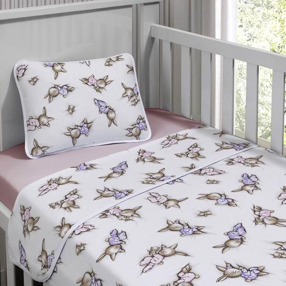 Imagem de Jogo de Cama Tecebem Malha Mini Cama(Montessoriana)Meg 3 Peças Rose