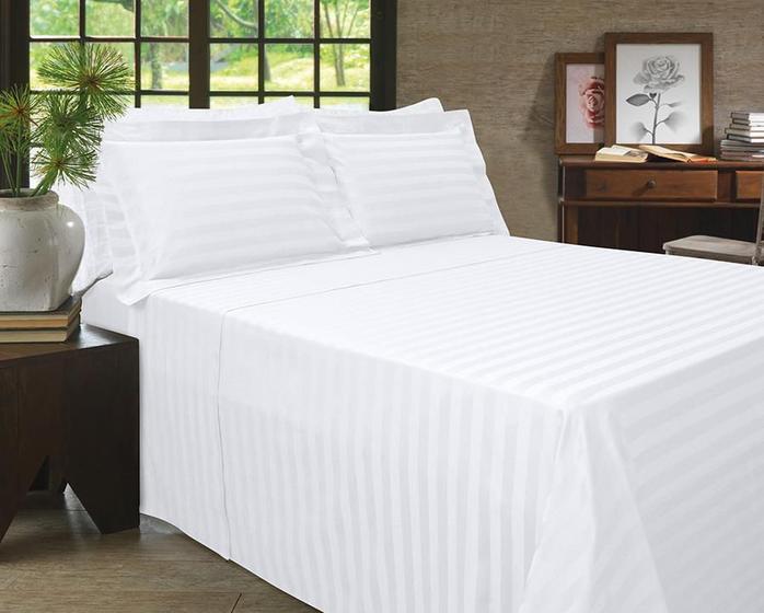 Jogo de Cama Zelo Select Maquinetado Queen - Percal 400 Fios - Toque Acetinado Branco Menor preço em Jogo de Cama Zelo Select Maquinetado Queen - Percal 400 Fios - Toque Acetinado Branco