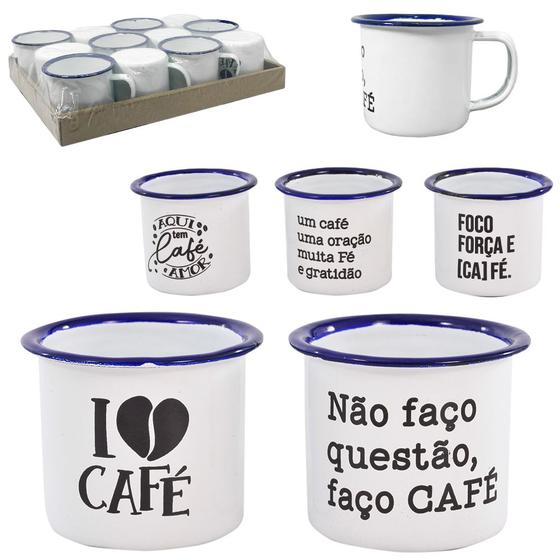 Imagem de Jogo de caneca decorada esmaltada agata 12 pecas 90ml