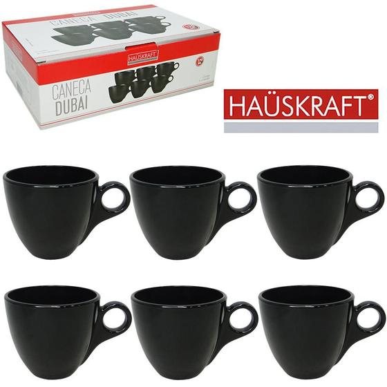 Imagem de Jogo De Caneca Vidro Cha Dubai Preto Hauskraft 6 Pecas 170Ml