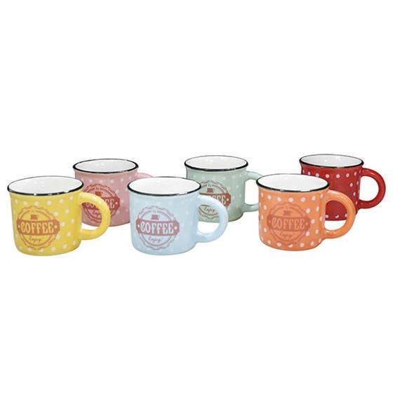 Imagem de Jogo de Canecas Coffee 85 Ml Cerâmica 6 peças Class Home