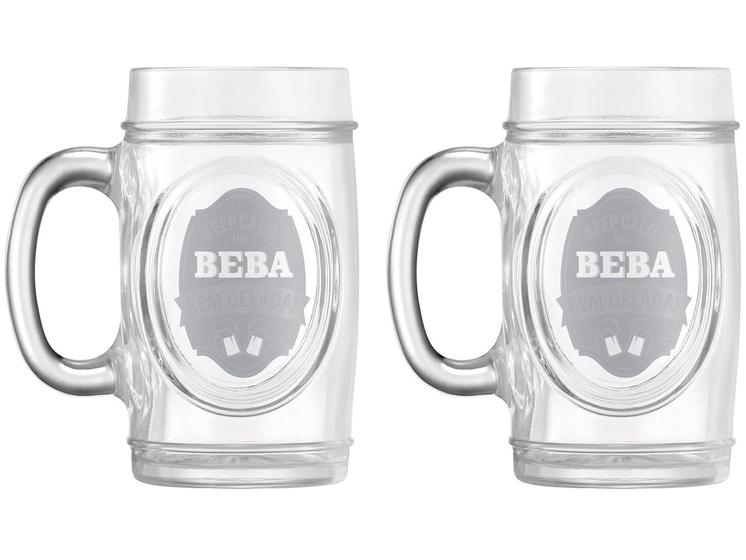 Jogo de Canecas de Chopp e Cerveja de Vidro 475ml Menor preço em Jogo de Canecas de Chopp e Cerveja de Vidro 475ml