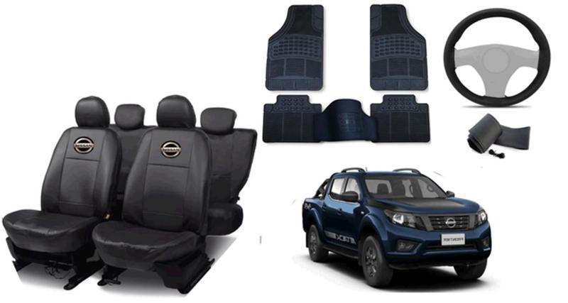 Imagem de Jogo de Capa de Couro para Nissan Frontier 2020-2024 + Capa de Volante e Tapetes