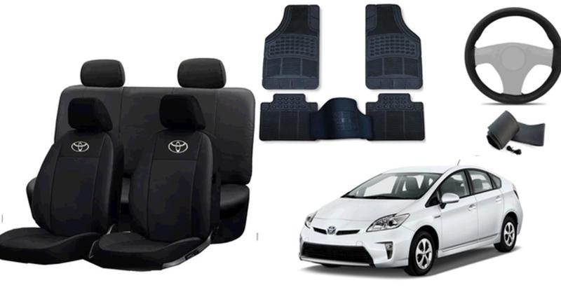 Imagem de Jogo de Capa de Couro + Tapetes para Prius 10-21 com Capa de Volante Personalizada