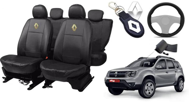 Imagem de Jogo de Capas de Couro Impermeável para Renault Duster 2015 com Capa de Volante