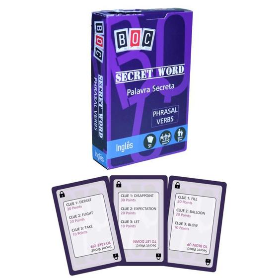 Jogo De Cartas Em Ingl s BOC 15 Secret Word Phrasal Verbs Deck De Cartas Magazine Luiza