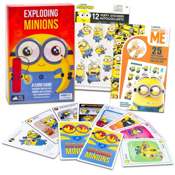 Imagem de Jogo de Cartas Minions Exploding Kittens - Com Tabuleiro, Adesivos e Tatuagens