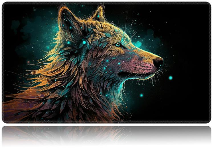 Imagem de Jogo de cartas Playmat BVDIKMI Art Wolf 60x35cm Borracha antiderrapante