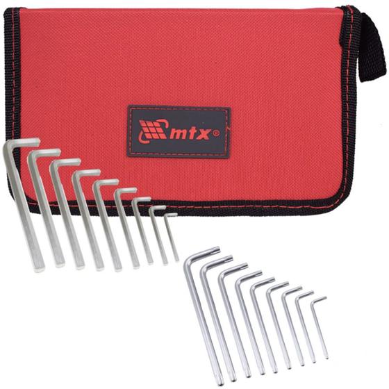 Imagem de Jogo de chave allen 1,5 a 10 mm e hexalobular T10 a T50 com 18 peças - MTX