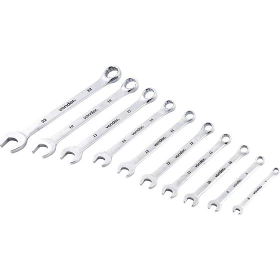 Imagem de Jogo de Chave Combinada 6A22MM Cromada 10 Peças  Vonder