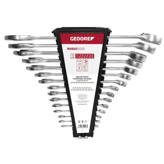 Imagem de Jogo de Chave Combinada de 6 à 32 MM com 15 Peças R09105015 GEDORE RED