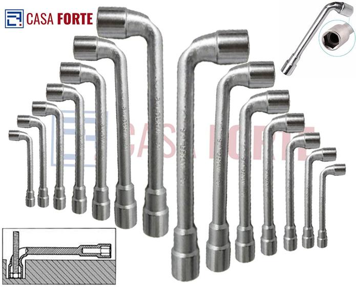 Jogo De Chaves Biela Em Cromo Vanádio Com Furo Passante Kit Com 14 Chaves De 08 até 22 Mm Menor preço em Jogo De Chaves Biela Em Cromo Vanádio Com Furo Passante Kit Com 14 Chaves De 08 até 22 Mm