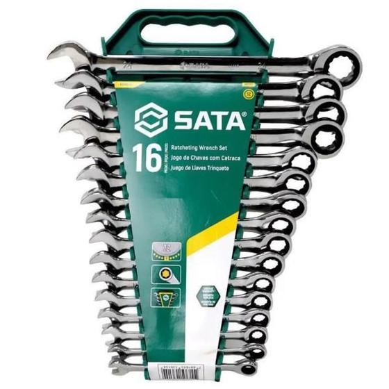 Imagem de Jogo de Chaves Combinada Catraca SATA 8 - 24MM 16 PCS ST08034L