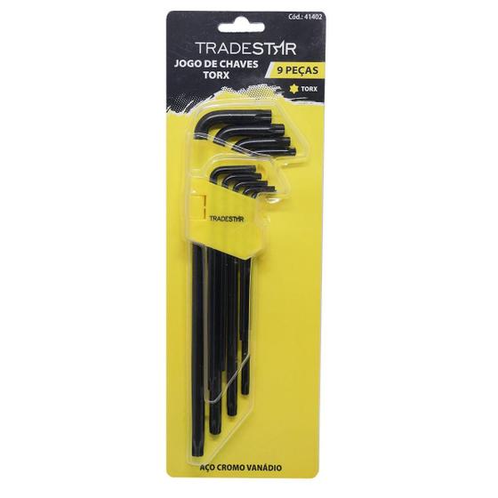 Imagem de Jogo De Chaves Torx ,Hexalobular, T10 A T50, Com 9 Peças