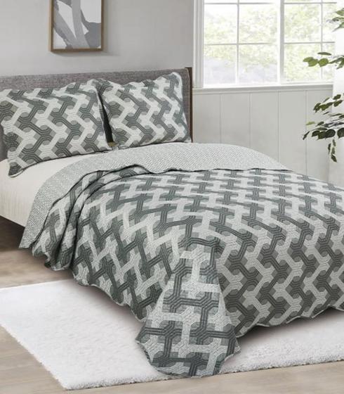 Imagem de Jogo De Colcha Evolution Patchwork Queen Camesa Cinza