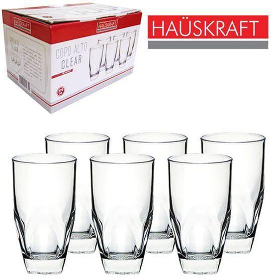 Imagem de Jogo de copo de vidro alto clear hauskraft com 6 pecas 375ml