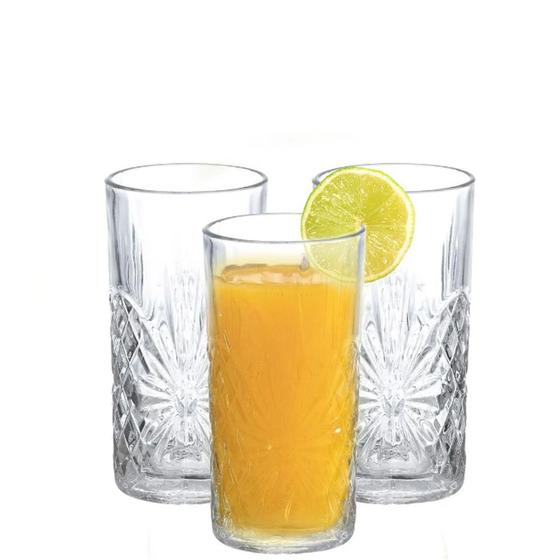 Imagem de Jogo De Copos 340ml 6un Vidro Alto Rozana Com Detalhes - Casa Ambiente