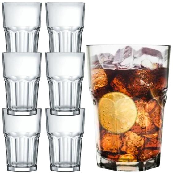 Imagem de Jogo De Copos 6un Drink Bebida 420ml Copo Vidro Transparente
