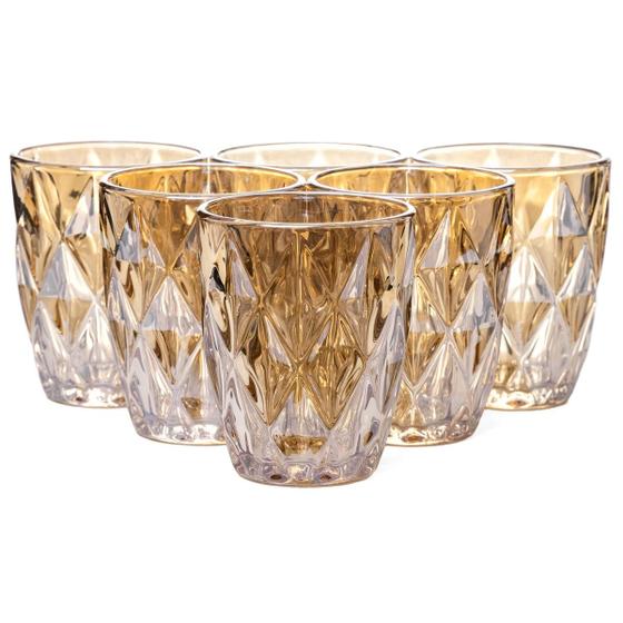 Imagem de Jogo De Copos Baixos com 6un Diamond 260ml Cor Dourado Âmbar