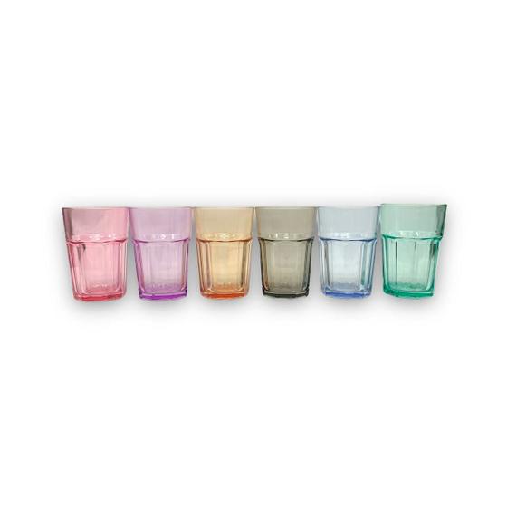 Imagem de Jogo De Copos Coloridos De Vidro 365ml Com 24 Unidades HUVI
