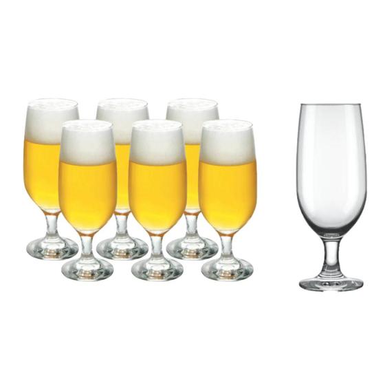 Imagem de Jogo de Copos de Cerveja de Vidro 300ml Taça de Bebidas Resistente Para Celebrações e Festas, Mesa Posta Elegante Sustentável, Bares e Restaurantes