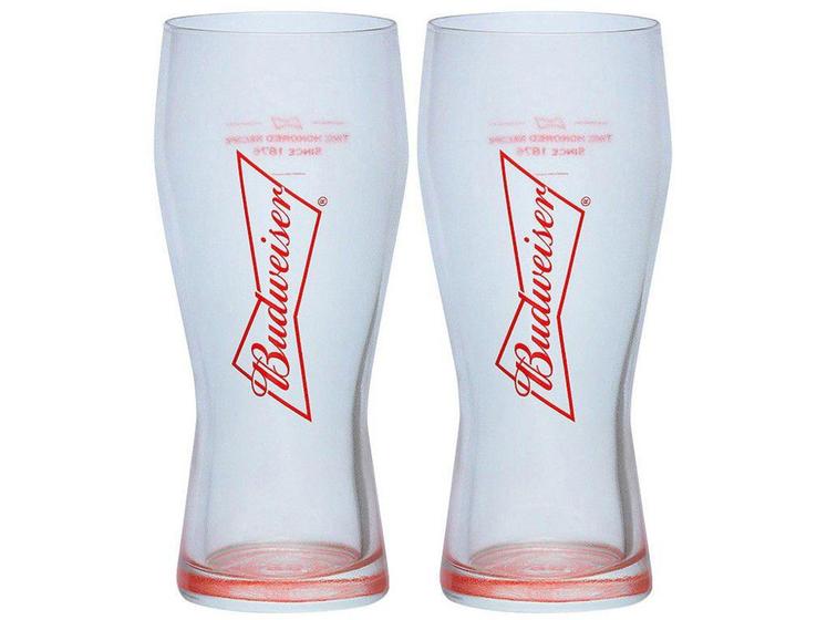 Jogo de Copos de Vidro para Cerveja 2 Peças - 400ml Budweiser Gravata Menor preço em Jogo de Copos de Vidro para Cerveja 2 Peças - 400ml Budweiser Gravata