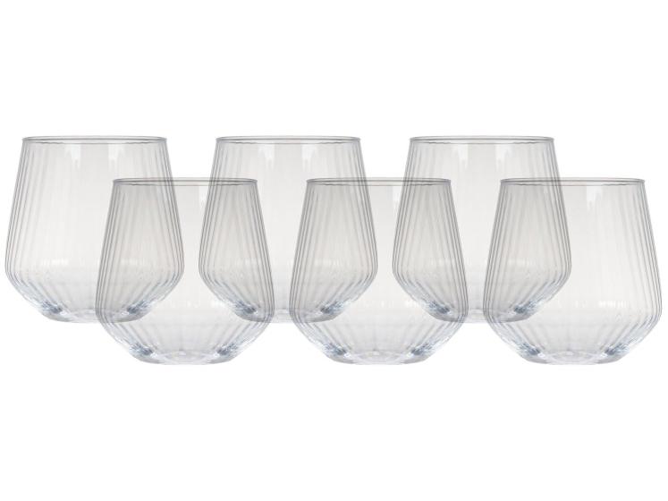 Jogo de Copos de Vidro Transparente 380ml 6 Peças Haus Concept Canelado