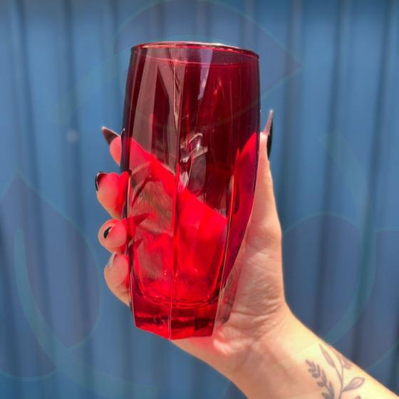 Imagem de Jogo de Copos Vidro Florida 370ml Vermelho Suco Agua - 4Un