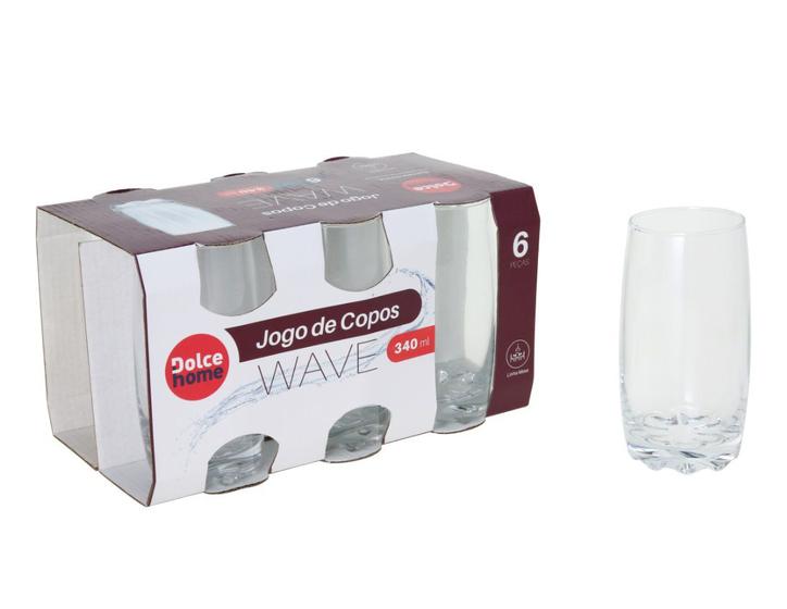 Imagem de Jogo de Copos Wave em Vidro com 06 Peças 340ml - Dolce Home