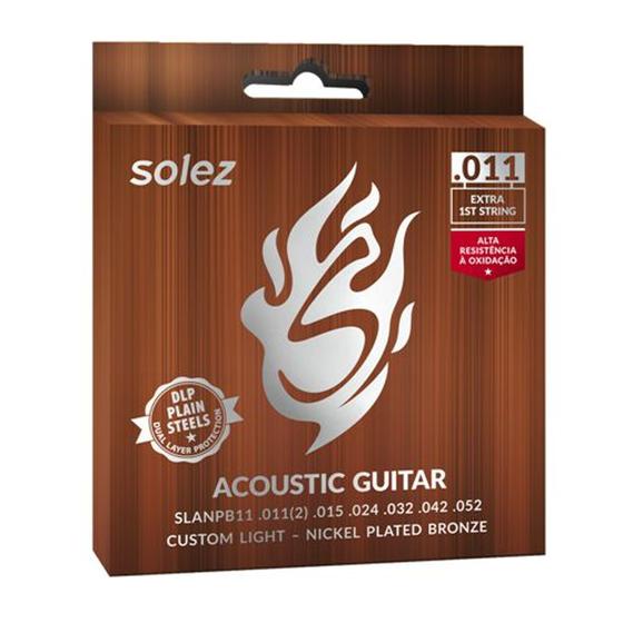 Jogo de Cordas Para Violão Aço Solez 011 Nickel Plated Bronze SLANPB11 Custom Light Menor preço em Jogo de Cordas Para Violão Aço Solez 011 Nickel Plated Bronze SLANPB11 Custom Light