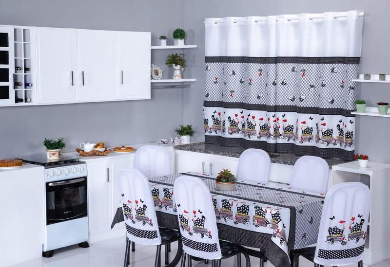 Imagem de Jogo De Cozinha 3 Pçs Estampada Mesa De 4 Lugares - Galinha