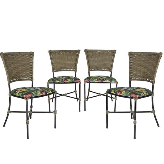 Imagem de Jogo de Cozinha 4 Cadeiras Gramado em Fibra Sintética Cadeiras para Área Externa e Interna