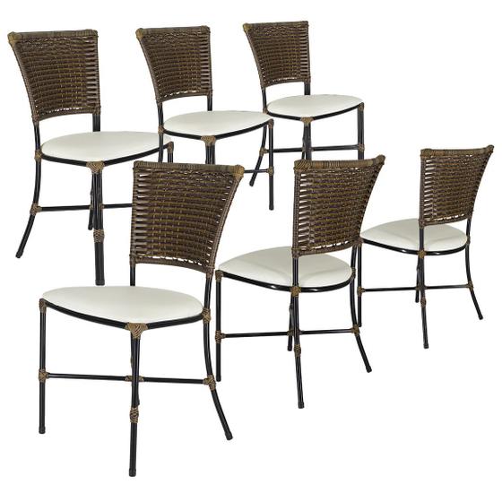 Imagem de Jogo de Cozinha 6 Cadeiras Gramado Jantar Em Fibra Sintética Cadeira para Área Externa e Interna.