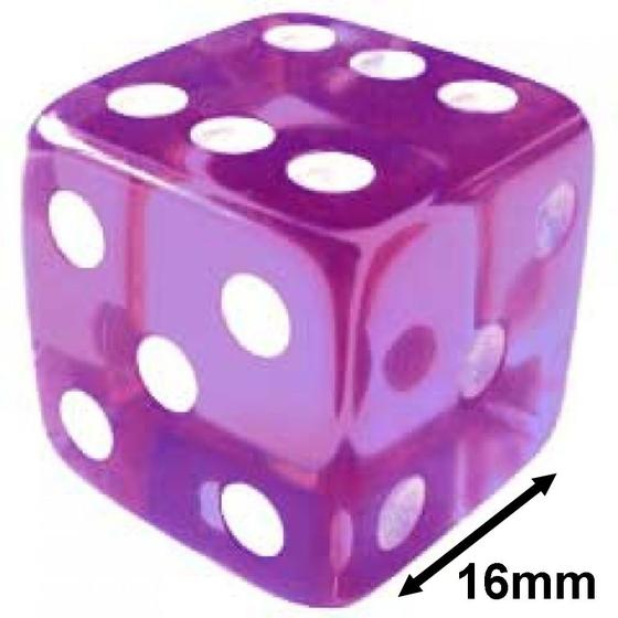 Imagem de Jogo De Dado 16mm (1,6cm) Roxo Violeta Translúcido EJ Games