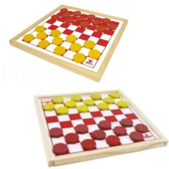 Imagem de Jogo De Dama Tabuleiro Com Borda: Desafio Estratégico!