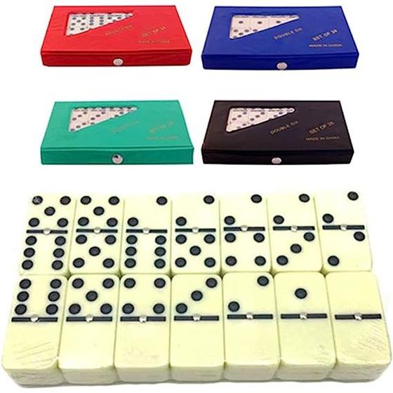 Imagem de Jogo De Dominó De Osso Profissional Com 28 Peças Com Estojo De Maleta Com 4 Cores Possíveis