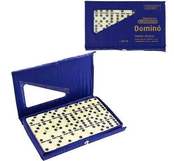 Imagem de Jogo De Dominó Profissional Marfim Estojo 28 Peças Grandes