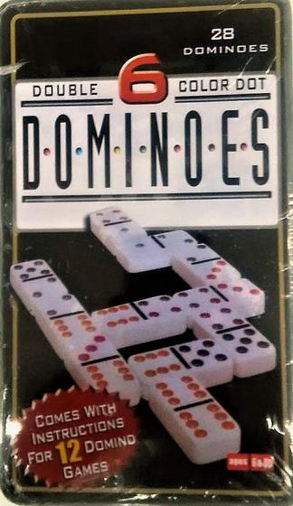 Imagem de Jogo De Dominós 28 Peças E 9 Cores + Lata - Dominoes