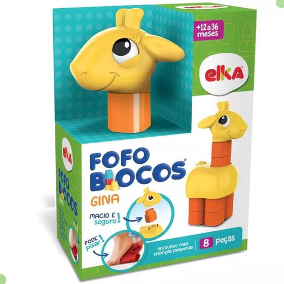 Imagem de Jogo de Encaixe Educativo Fofo Blocos Gina Girafa 8 Peças