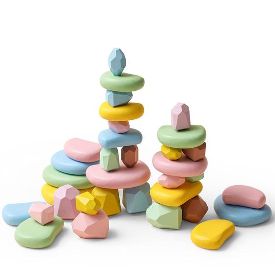 Imagem de Jogo de equilíbrio Wooden Stacking Rocks OESSUF para criança